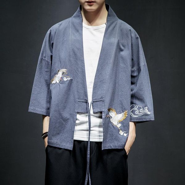 

men's jackets summer chinese style tang suit retro embroidered clothing loose jacket, Black;brown