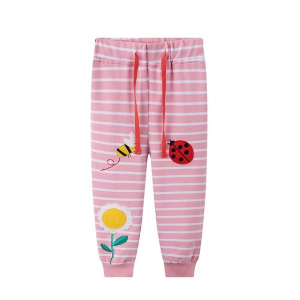 

trousers arrival flower bee applique pink stripe girls sweatpants for autumn winter fashion kids animals long pants, Blue