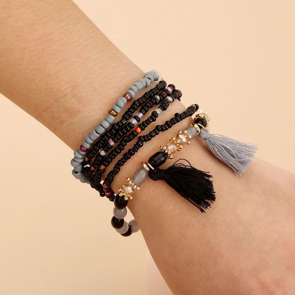 

link, chain bracelets adjustable for women lovers three layers multi-layer bracelet, Black