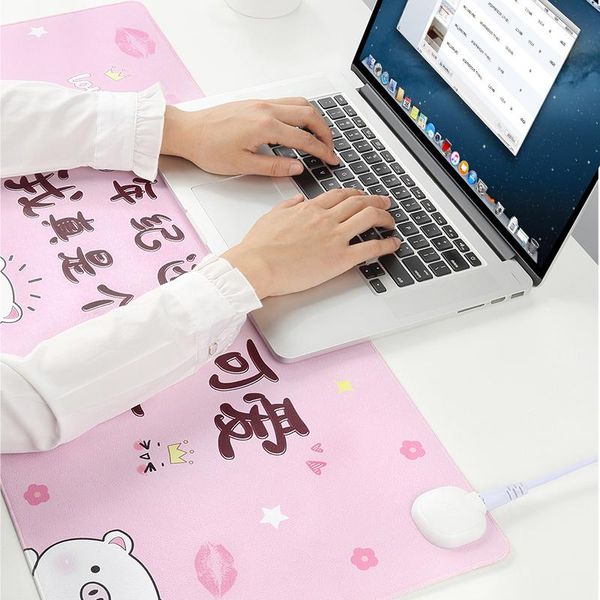 Mouse pads pulso repousa aquecida almofada portátil aquecimento bonito inverno desktop mesa quente mesa tapete esperto push-pull mesa toque escrita