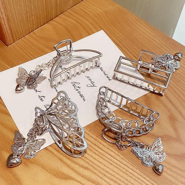

hair accessories women vintage hollow geometric butterfly chain pendant metal elegant clips headband fashion