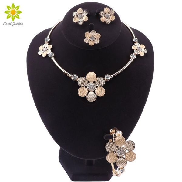

wedding jewelry sets bridal nigerian african beads set brand fashion flower necklace dubai design, Slivery;golden