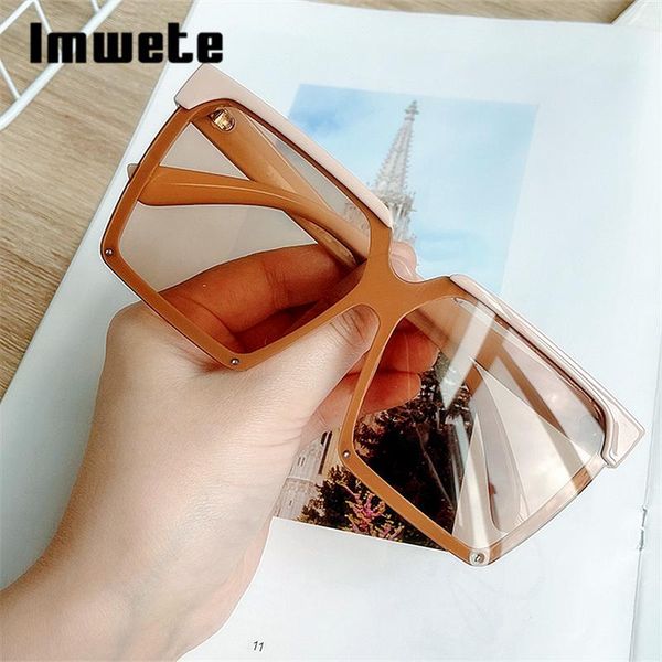 

sunglasses imwete oversized women men vintage square sun glasses designer outdoor goggles uv400 colored, White;black