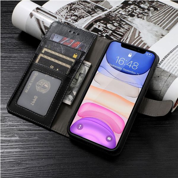 

luxury anti-theft brush wallet cover for iphone 11 x/xs max 7/8p xr slim fit premium leather cover card slots shockproof flip shell