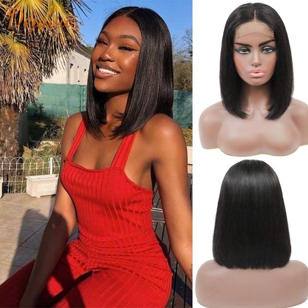 

lace wigs dejavu 13x4 cut bob wig short front human hair brazilian straight with baby remy, Black;brown