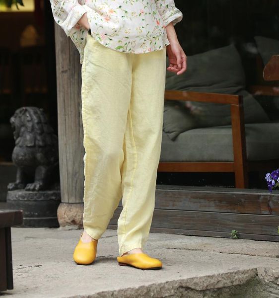 

women's pants & capris summer linen casual loose large size harlan narrow leg 2021-05, Black;white