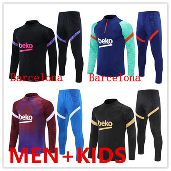 

21/22 men and kids barcelona tracksuit set real madrid training suit sweater suit 2021 2022 boys, Black