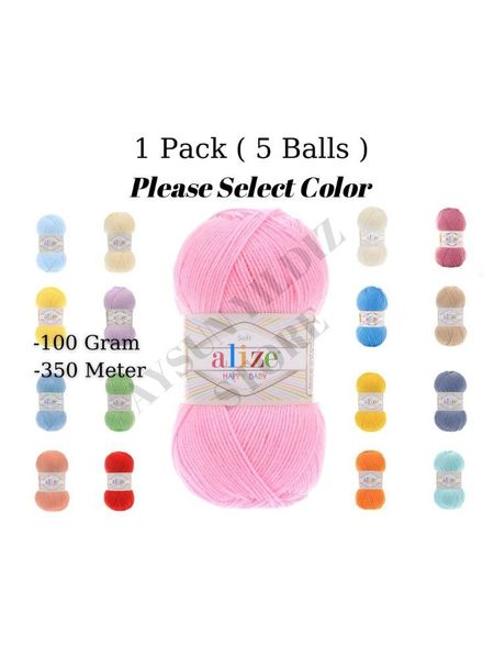 

yarn thread 1 pack ( 5 balls ) alize happy baby hand knitting %65 acrylic %35 polyamide) 100 gram 350 meter crochet tool kit, Black;white