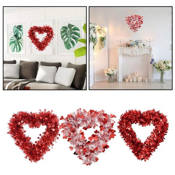 

decorative flowers & wreaths valentine heart red tinsel garland decorations for wedding birthday party front door hanging wall window mantel
