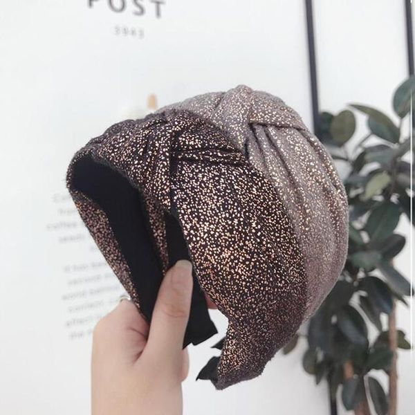 

hair accessories 2021 vintage hairband women shining stamping cloth wide side center knot headband classic