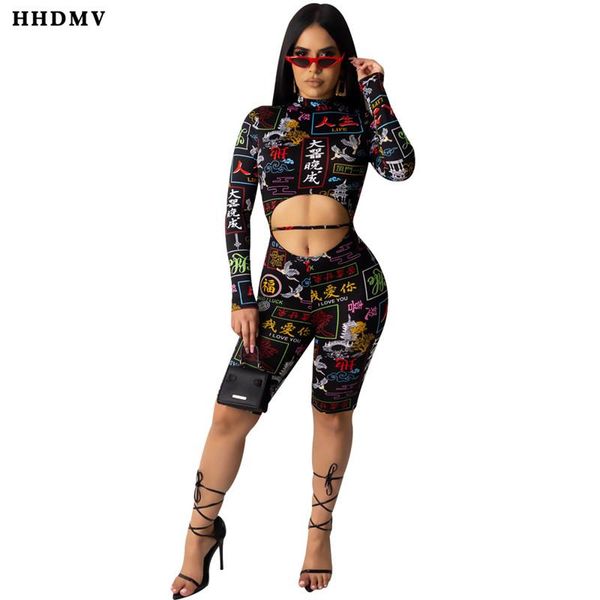 

women's jumpsuits & rompers hhdmv summer women 2021 fashion street style long sleeve zipper letters printed pants, Black;white