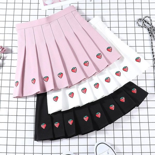 

skirts korean style solid womens girls kawaii a-line dance pleated woman sweet cute harajuku high waist mini short skirt, Black
