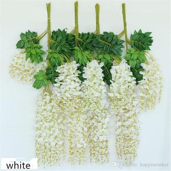 

white artificial silk wisteria garlands simulation fake flower plant vine home garden decor wedding party decoration rattan decorative flowe