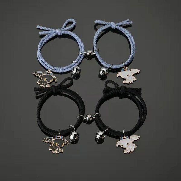 

charm bracelets h10007 fashion cartoon black and white night evil double dragon key chain hip-hop personality gift for couple boudoir friend, Golden;silver