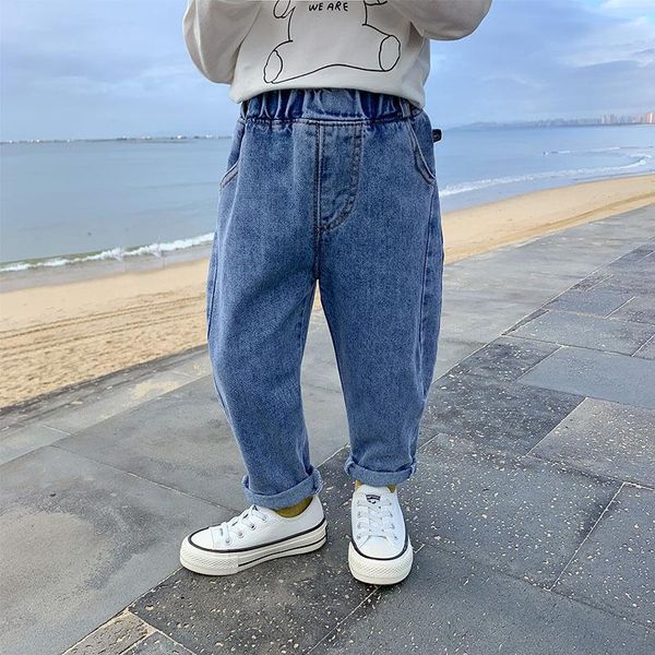

jeans 2021 thread spring autumn pants boys kids trousers children clothing teenagers formal outdoor high quality, Blue