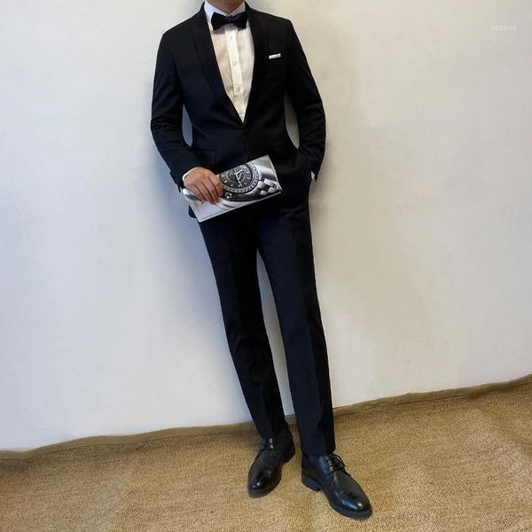 

men's suits & blazers wedding dinner party blacktuxedo suit jacket hand made tailored customerd shawl lapel one button, White;black