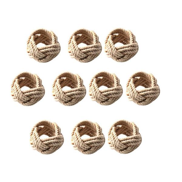 

10pcs natural jute napkin loop cord woven buckle corded waxed twine rings