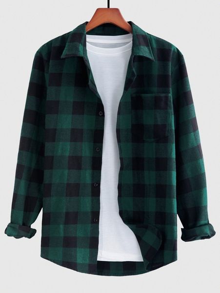 

men buffalo plaid patched pocket shirt without tee w6cl#, White;black