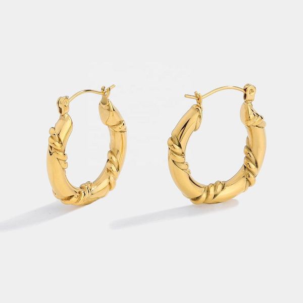 

stylish 18k gold plated stainless steel double twist hoop earrings for women waterproof party jewelry accessories & huggie, Golden;silver