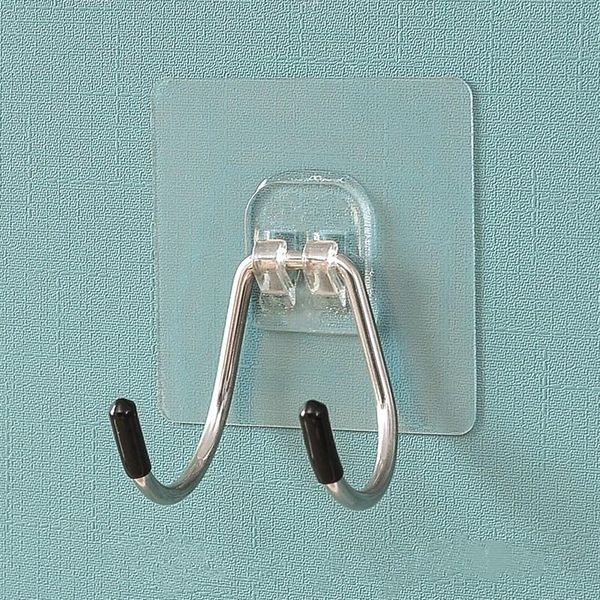 

hooks & rails stainless steel transparent self-adhesive hook hanger double s kitchen wall hanging rack holder for disrag cleaning tool