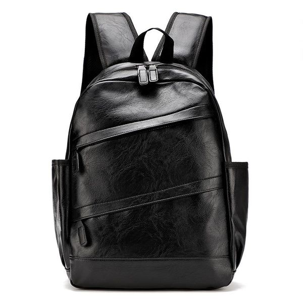 

backpack 2021 korean men's trend retro pu leather bag casual fashion travel large capacity