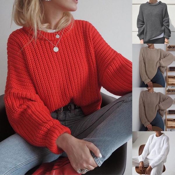 

women's sweaters elegant women winter oversize sweater loose knitted o-neck long sleeve pullover casual style 2021 fashion knitting top, White;black