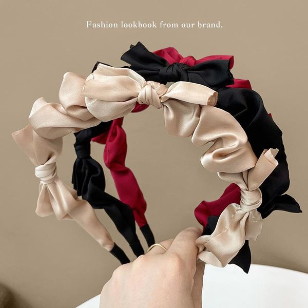 

hair clips & barrettes french satin bow headband korean irregular head buckle retro temperament ins net red sweet accessories, Golden;silver