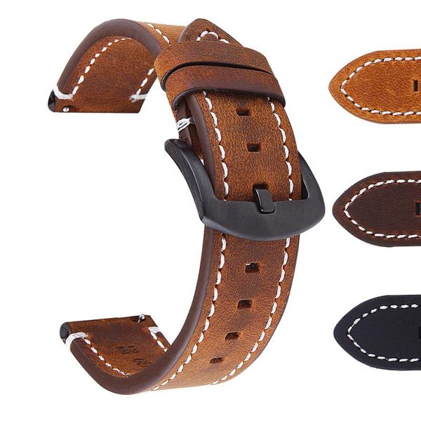 

watch bands galaxy watch3 for samsung 3 45mm 41mm band 20mm 22mm sport leather strap active2 40mm 44mm wrist bracelet, Black;brown