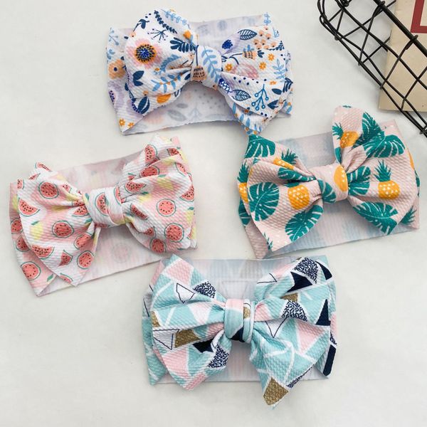 

baby girls floral printed big bow headbands bandanas 15 colors children princess hair bows accessories kids design
