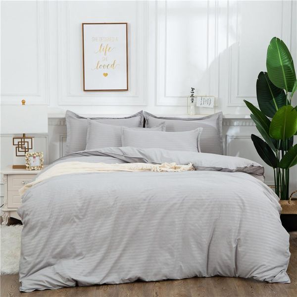 

bedding sets simple strip set pure color euro beddings gray pillowcase quilt cover 220x240  king size double bed for bedroom