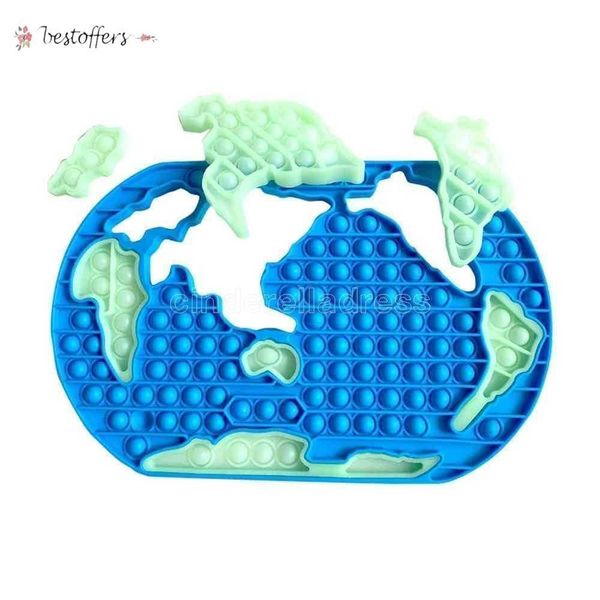 

5pcs/dhl jumbo large giant 30cm fidget bubble toys glow in the dark world map poo-its sensory rubber push bubbles board blocks antistress lx