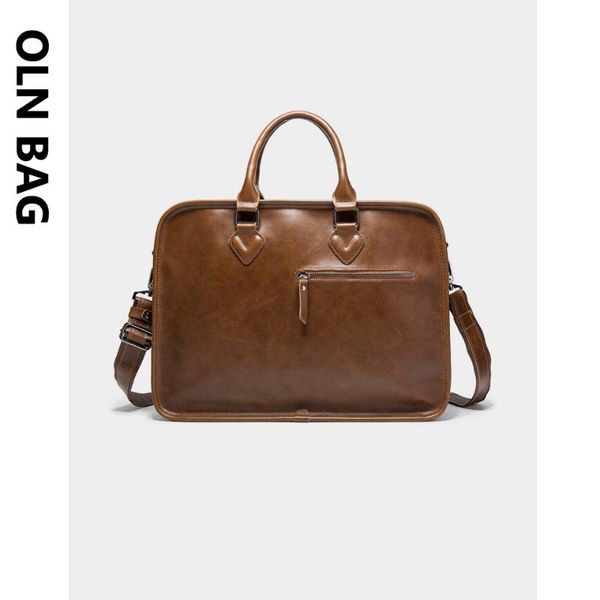 

briefcases 2021 men's bag single shoulder messenger crazy horse leather handbag horizontal stereotyped briefcase computer box type