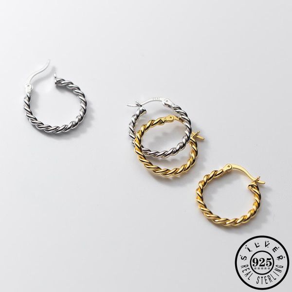 

hoop & huggie 925 sterling silver minimalist geometric piercing earrings gold color plated round ear rings jewelry for women, Golden;silver