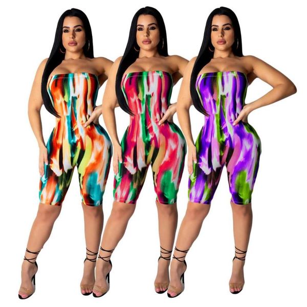 

women's jumpsuits & rompers bodysuit tracksuit womens jumpsuit skinny strapless backless print slim playsuits overalls combinaison femm, Black;white