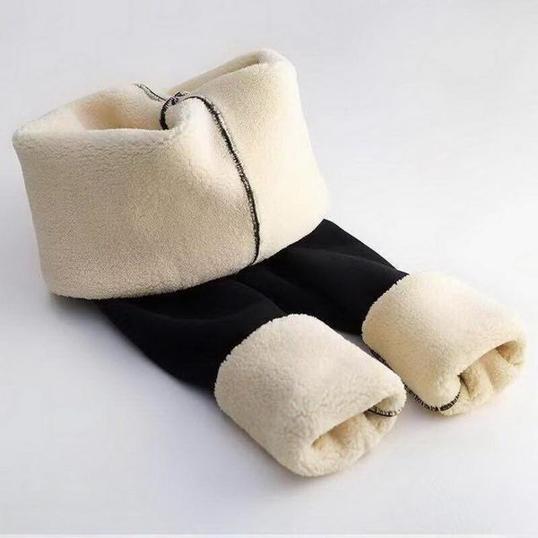 

women's leggings winter sherpa fleece lined thermal skinny legging high waist cashmere plus size s-5xl cold weather warm pants, Black