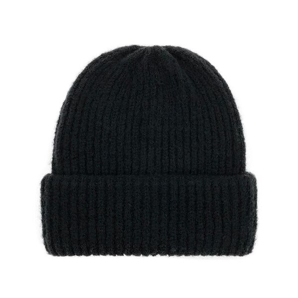 

beanies autumn and winter korean version of the pure color knitted warmth thick elastic hat men women melon skin flanging hood c