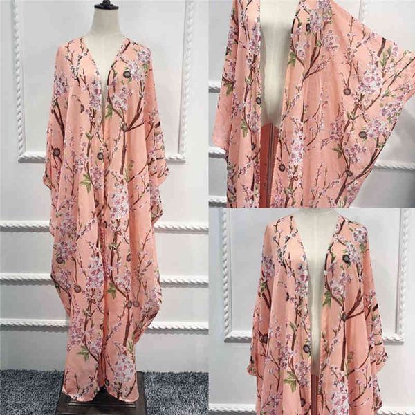 

plus size abaya dubai muslim abayas for women kaftan floral chiffon maxi hijab cardigan blouse dress turkish islamic clothing, Red