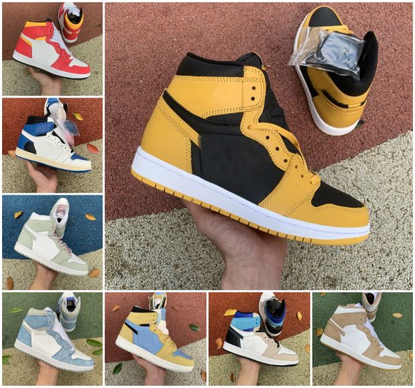 

designer mid high 1s shoes jumpman 1 split space jam phantom men spider basketball sports washed pink green dark mocha university blue sneak