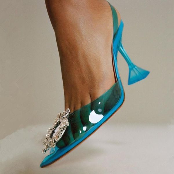 

summer luxury crystal clear women high heels shoes sandals runway brand goblet ladies party wedding pumps dress, Black