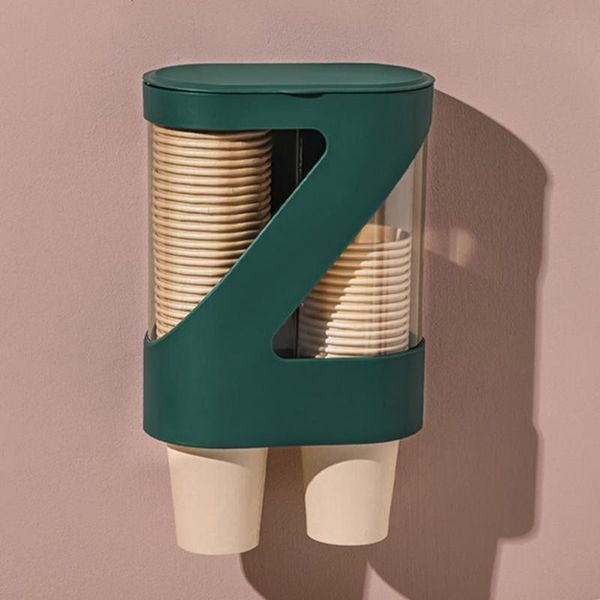 

cup dispenser punch-double cylinder abs dustproof lid durable holder for home kitchen storage organization boxes bottles & jars