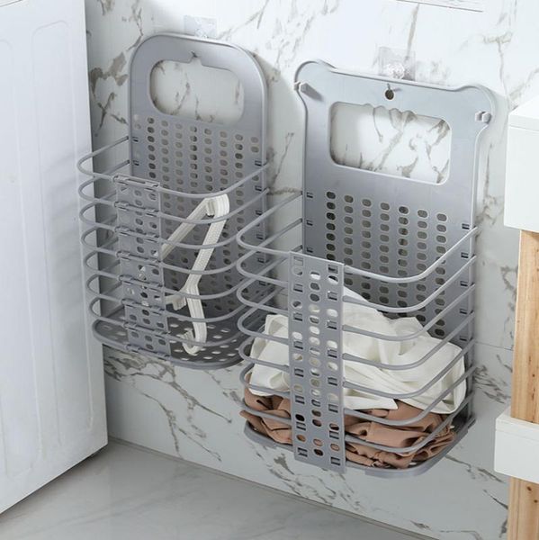 

laundry storage & organization basket for clothes foldable bathroom wal hanging household