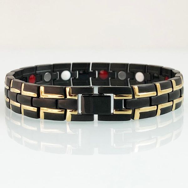 

men's health bracelets & bangles stainless steel hand chain for man gernanium magnetic bracelet male jewelry gift him link,, Black