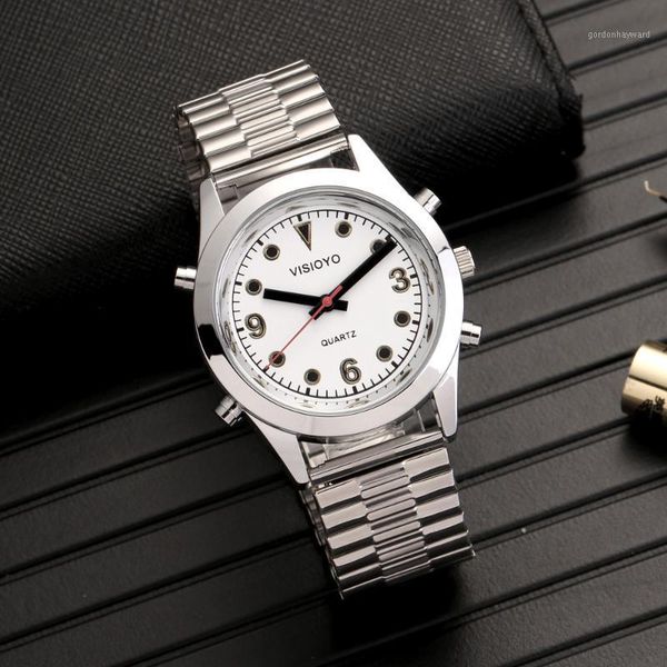

italian talking watch with alarm,white dial tisw-22it wristwatches, Slivery;brown