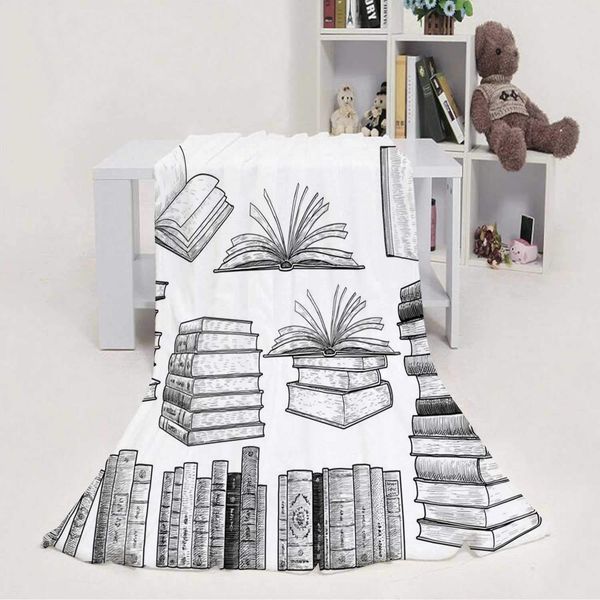 

book collection colorful,throw blanket soft fuzzy microfiber sofa couch blanket drawing 70''x80''(wxl)