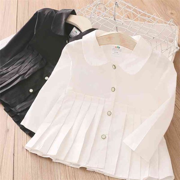 

baby long sleeve blouse sping children's clothing toddler kids all match basic 2 3 4 6 8 child's shirts for girls 210625, White;black