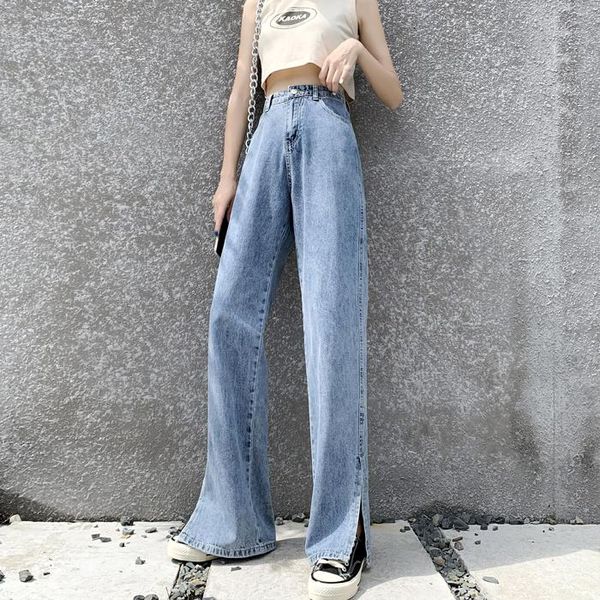

women's jeans woman high waist clothes wide leg denim clothing streetwear vintage quality 2021 summer fashion harajuku loose pants, Blue