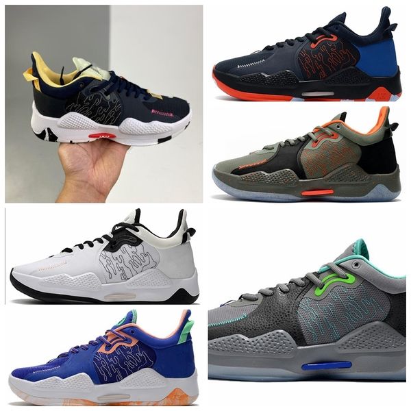 

2021 new paul george 5 pg v basketball shoes for men pg5 5s baolan orange all white black sports sneakers size 40-46
