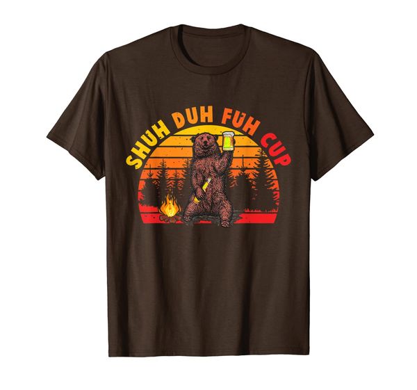 

shuh duh fuh cup apparel bear drinking beer camper gifts t-shirt, White;black
