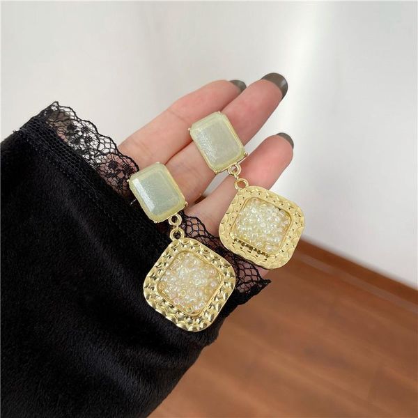 

geometric stud earring women square earrings woman wedding fashion ladies jewelry party gold color trendy metal kolczyki, Golden;silver