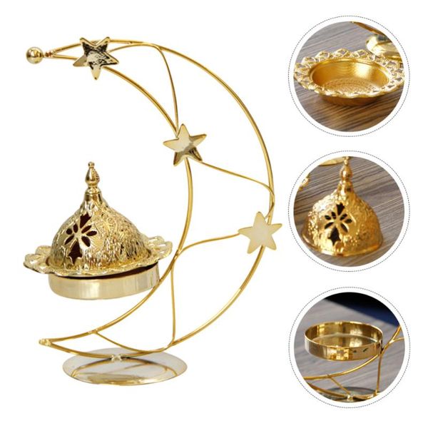 

candles 1pc retro eid furnace iron incense burner deskdecor (golden)